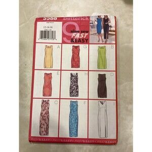 Butterick 5588 Dress 90s Sleeveless FF 2 Lengths Lined Tapered Sz 12 14 16 Uncut